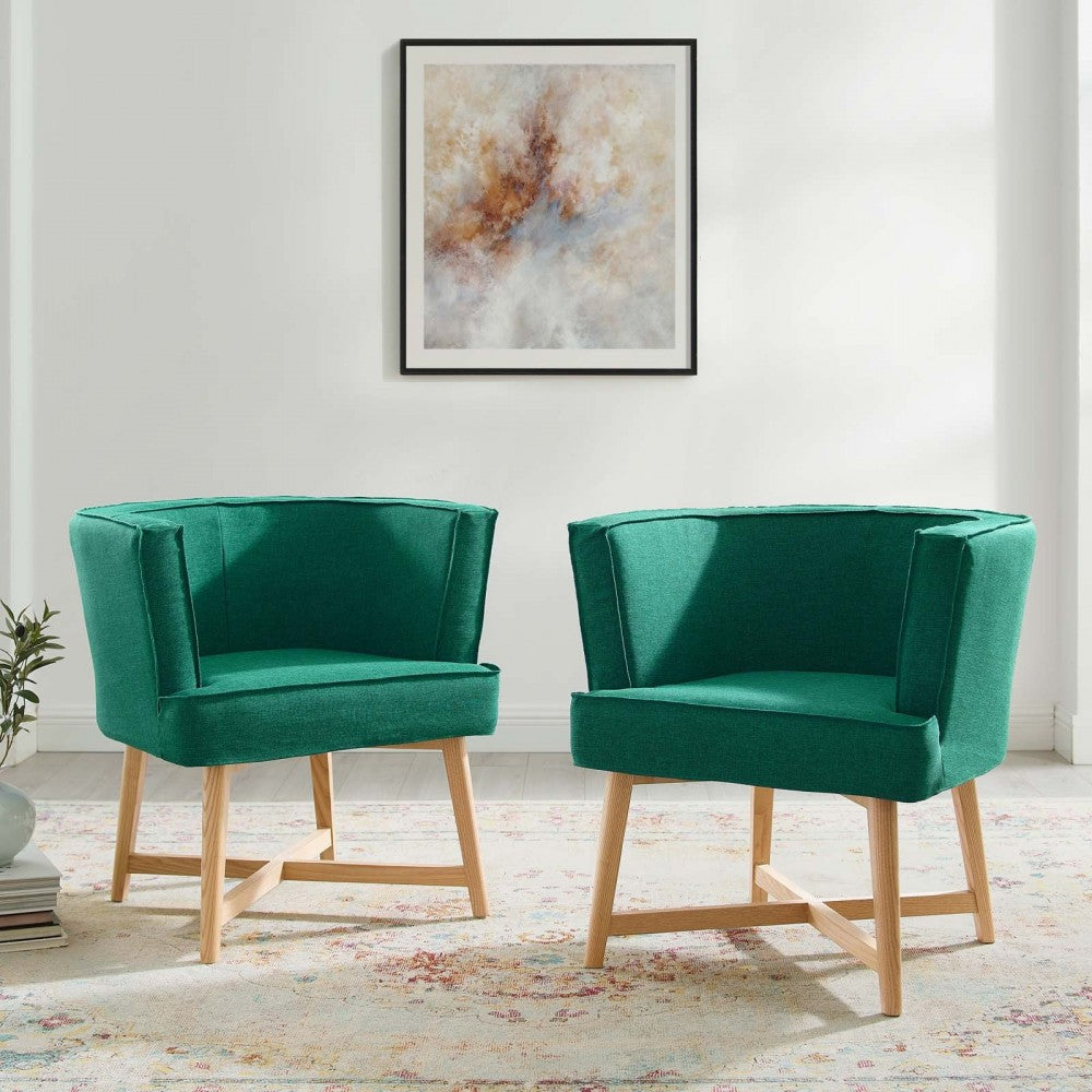 Anders Accent Chair Upholstered Fabric Set of 2, Teal