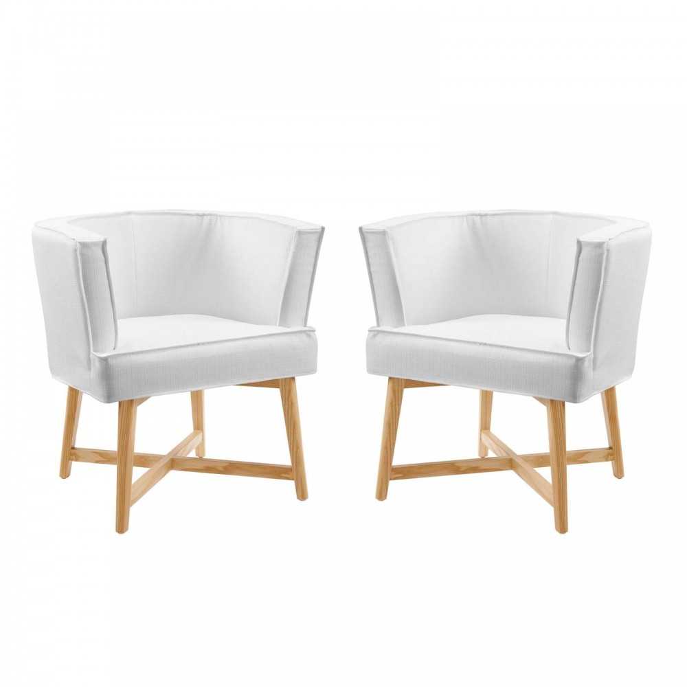 Anders Accent Chair Upholstered Fabric Set of 2, White