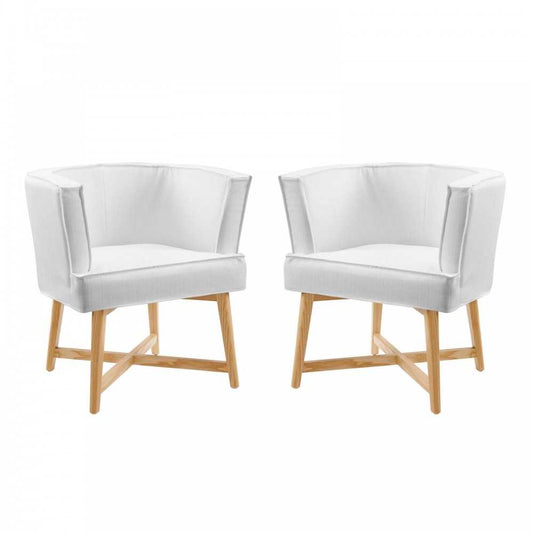 Anders Accent Chair Upholstered Fabric Set of 2, White