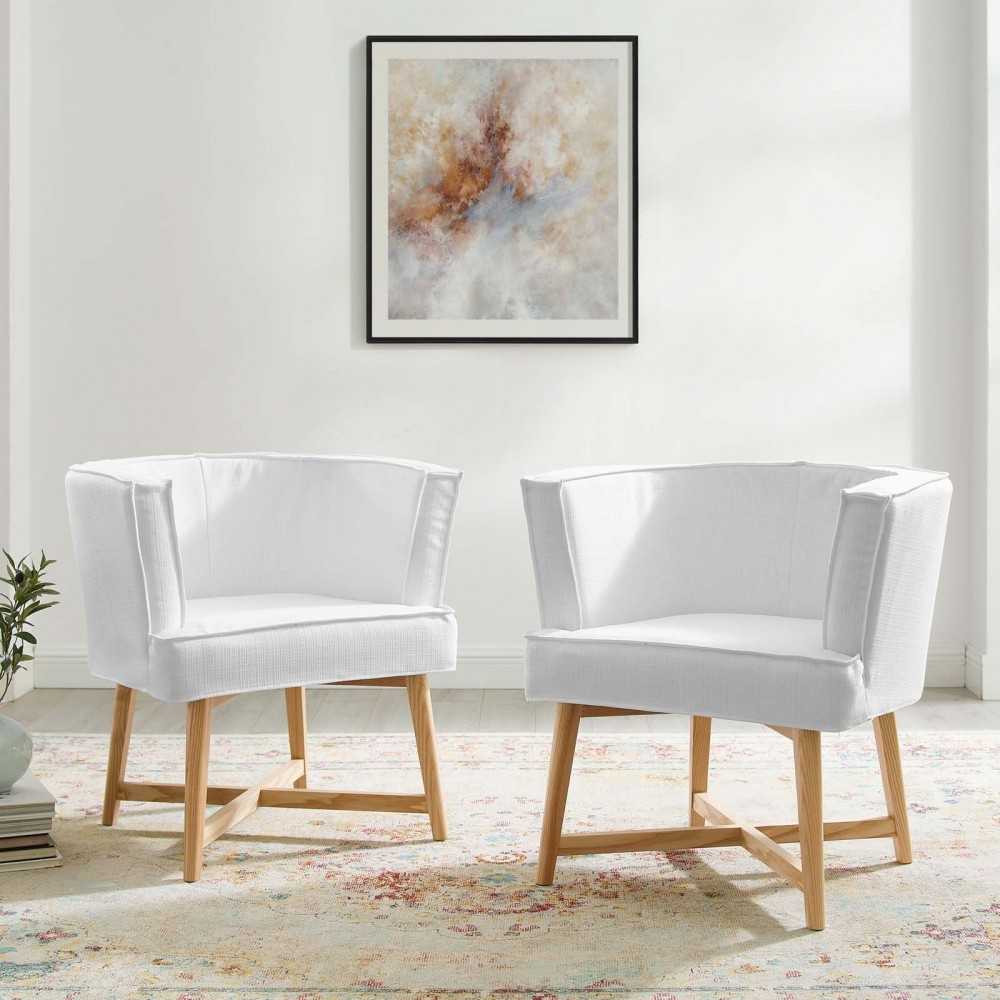 Anders Accent Chair Upholstered Fabric Set of 2, White