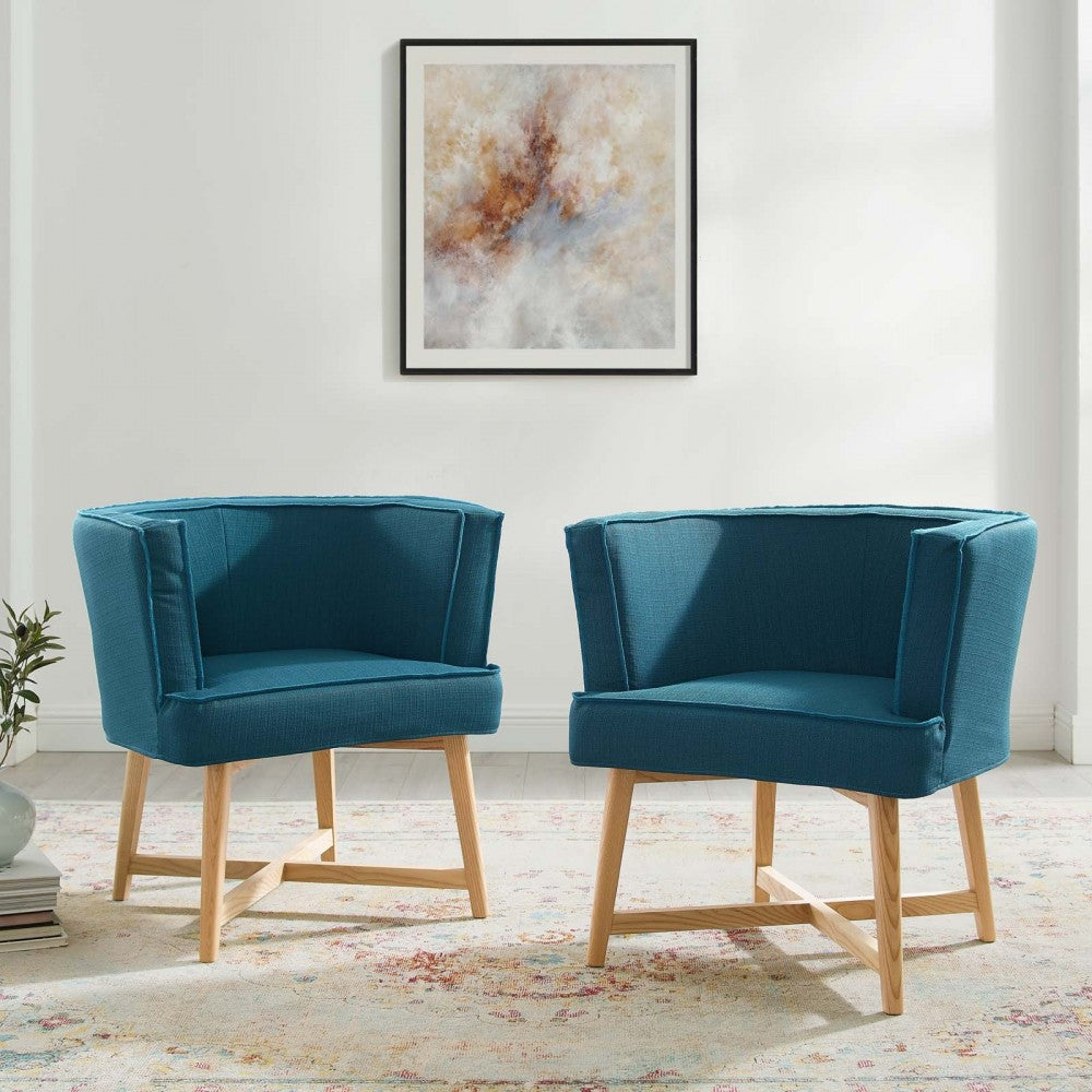 Anders Accent Chair Upholstered Fabric Set of 2, Azure