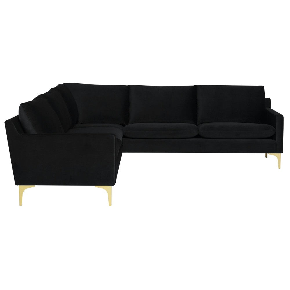 Anders Black Fabric Sectional Sofa, HGSC836