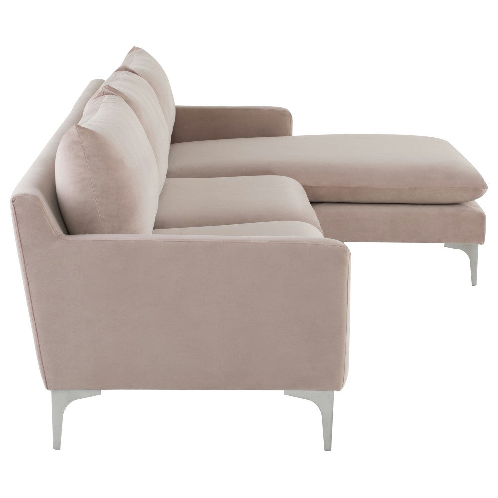 Anders Blush Fabric Sectional Sofa, HGSC573