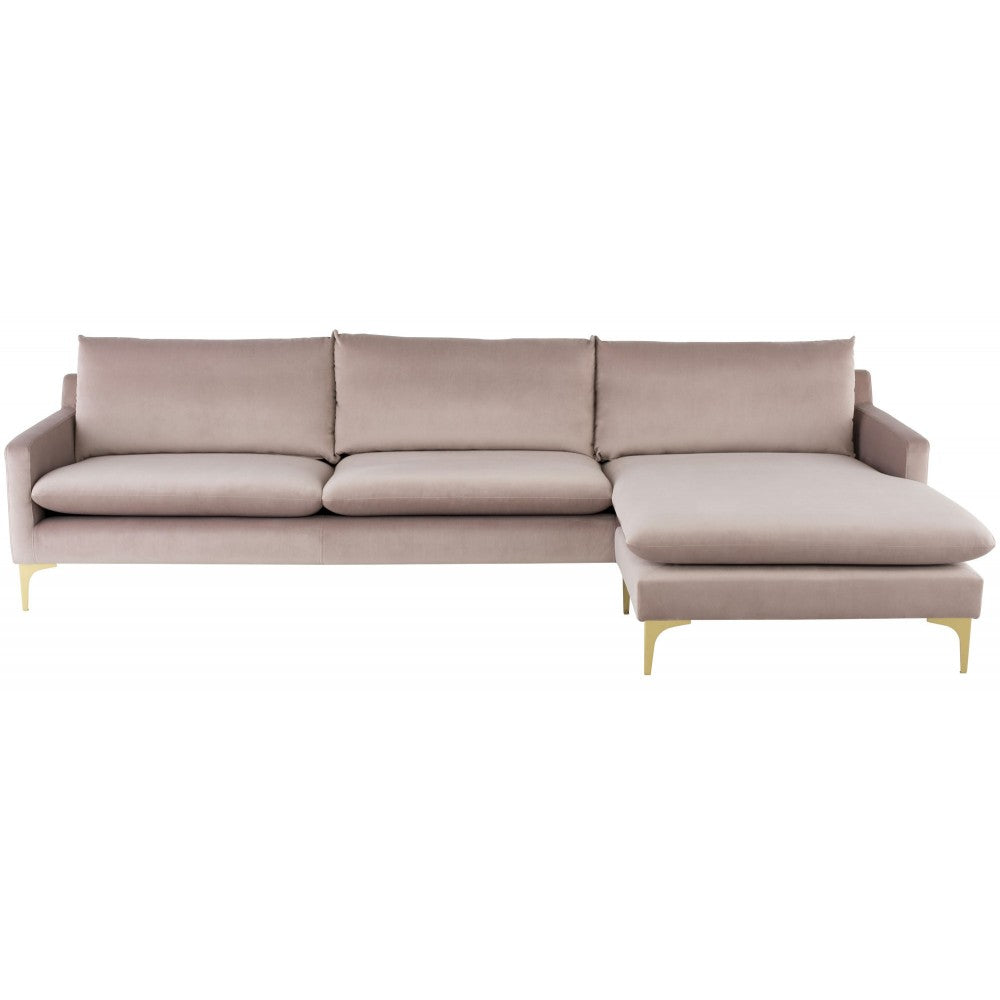 Anders Blush Fabric Sectional Sofa, HGSC574
