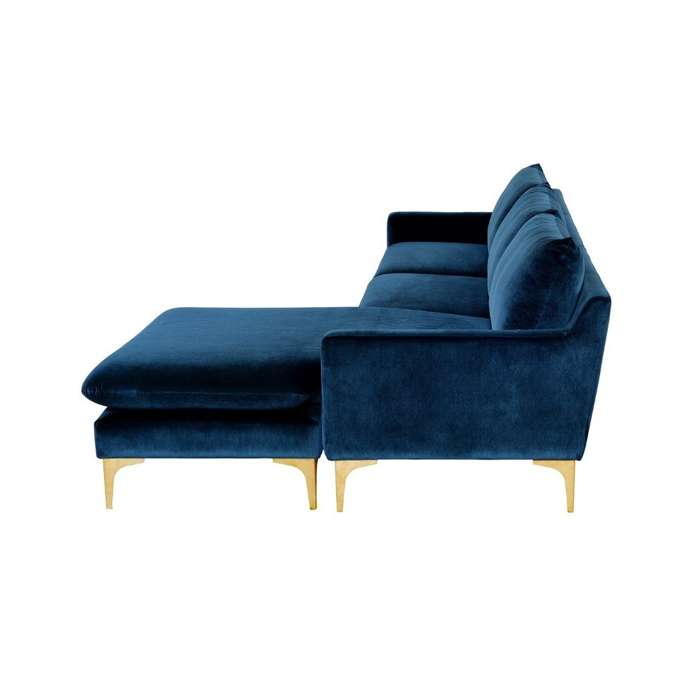 Anders Midnight Blue Fabric Sectional Sofa, HGSC485