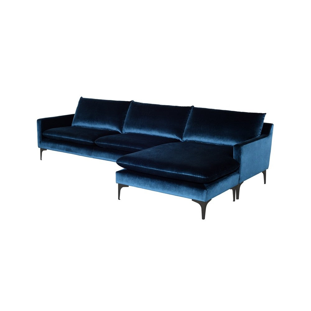 Anders Midnight Blue Fabric Sectional Sofa, HGSC489