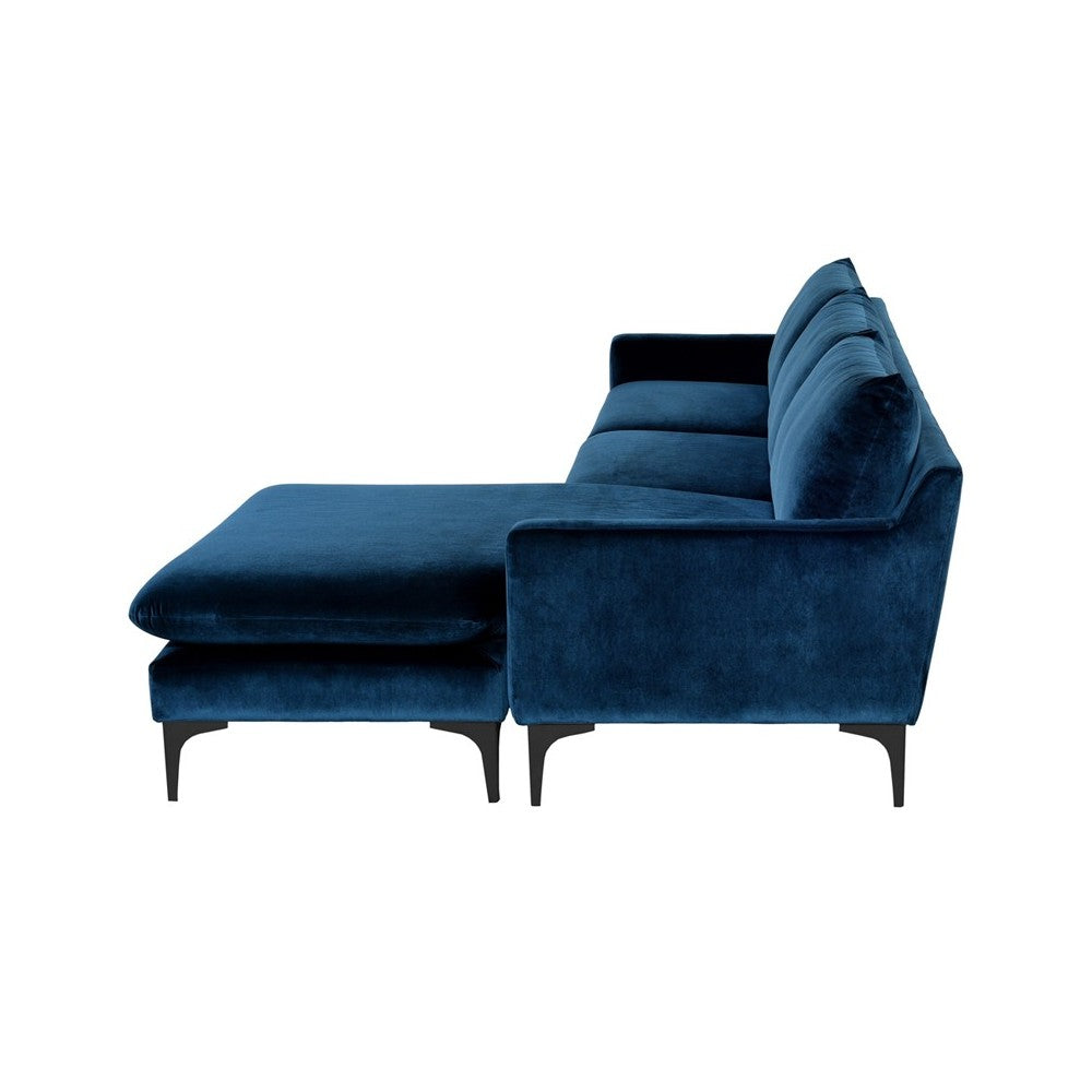 Anders Midnight Blue Fabric Sectional Sofa, HGSC489