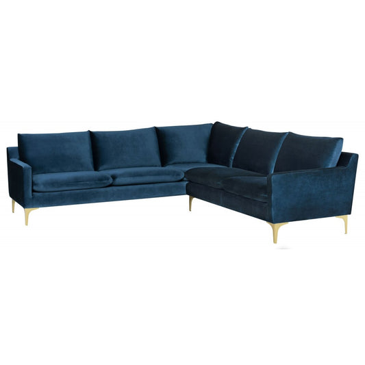 Anders Midnight Blue Fabric Sectional Sofa, HGSC835