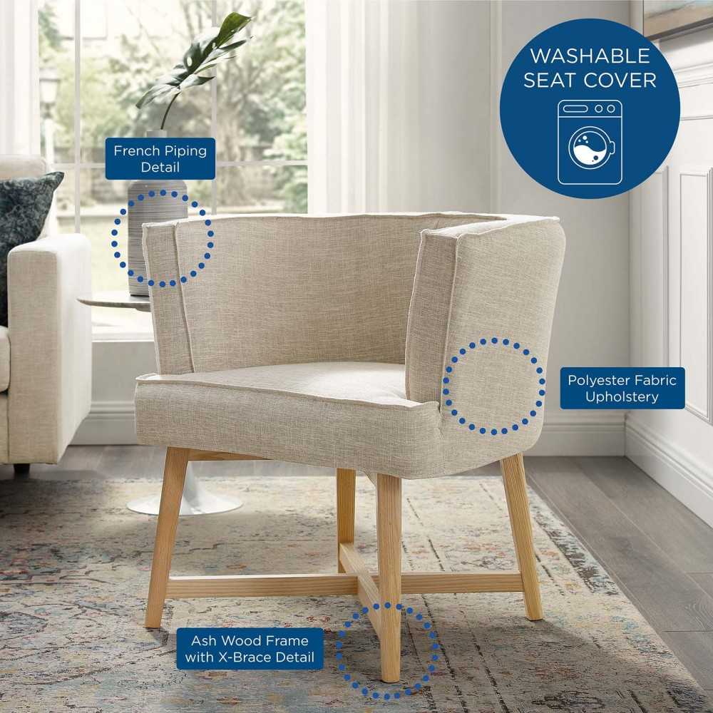 Anders Upholstered Fabric Accent Chair, Beige
