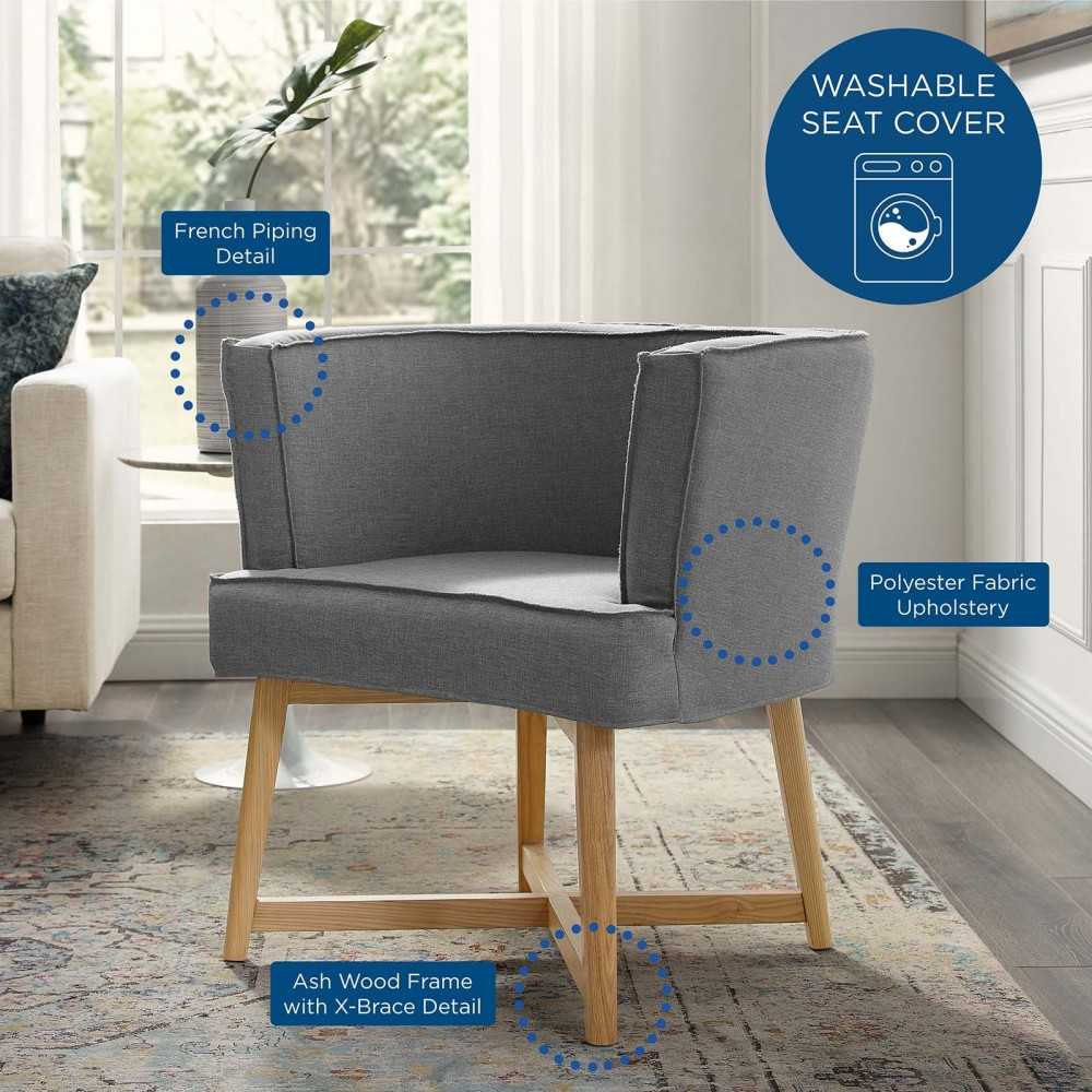 Anders Upholstered Fabric Accent Chair, Light Gray
