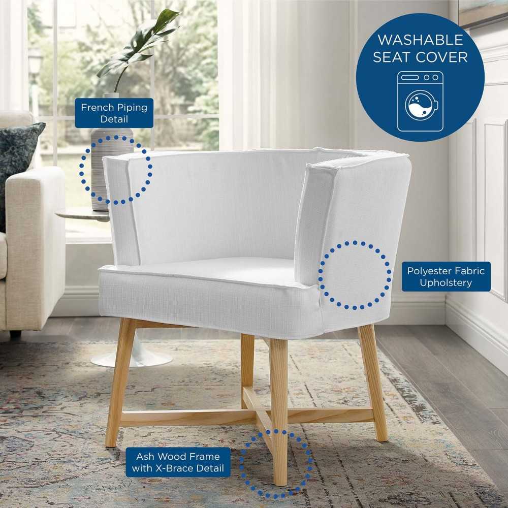 Anders Upholstered Fabric Accent Chair, White