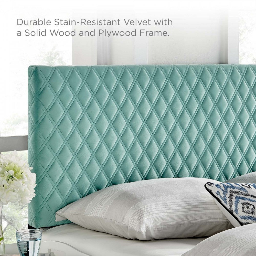 Angela Full/Queen Performance Velvet Headboard, Mint