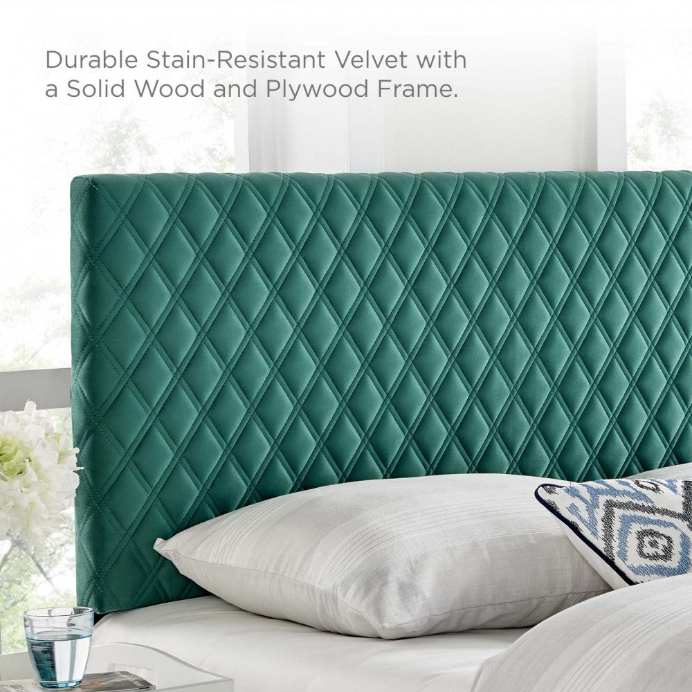 Angela Full/Queen Performance Velvet Headboard, Teal