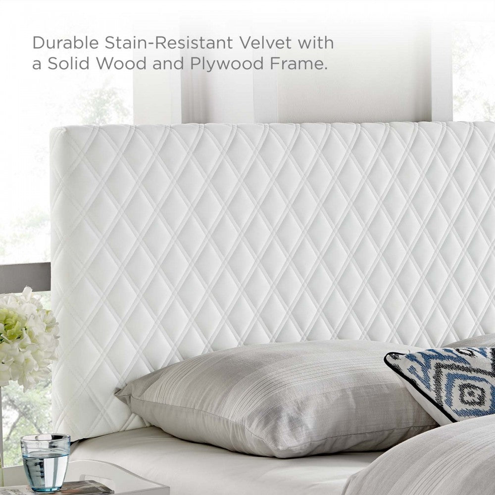 Angela Full/Queen Performance Velvet Headboard, White