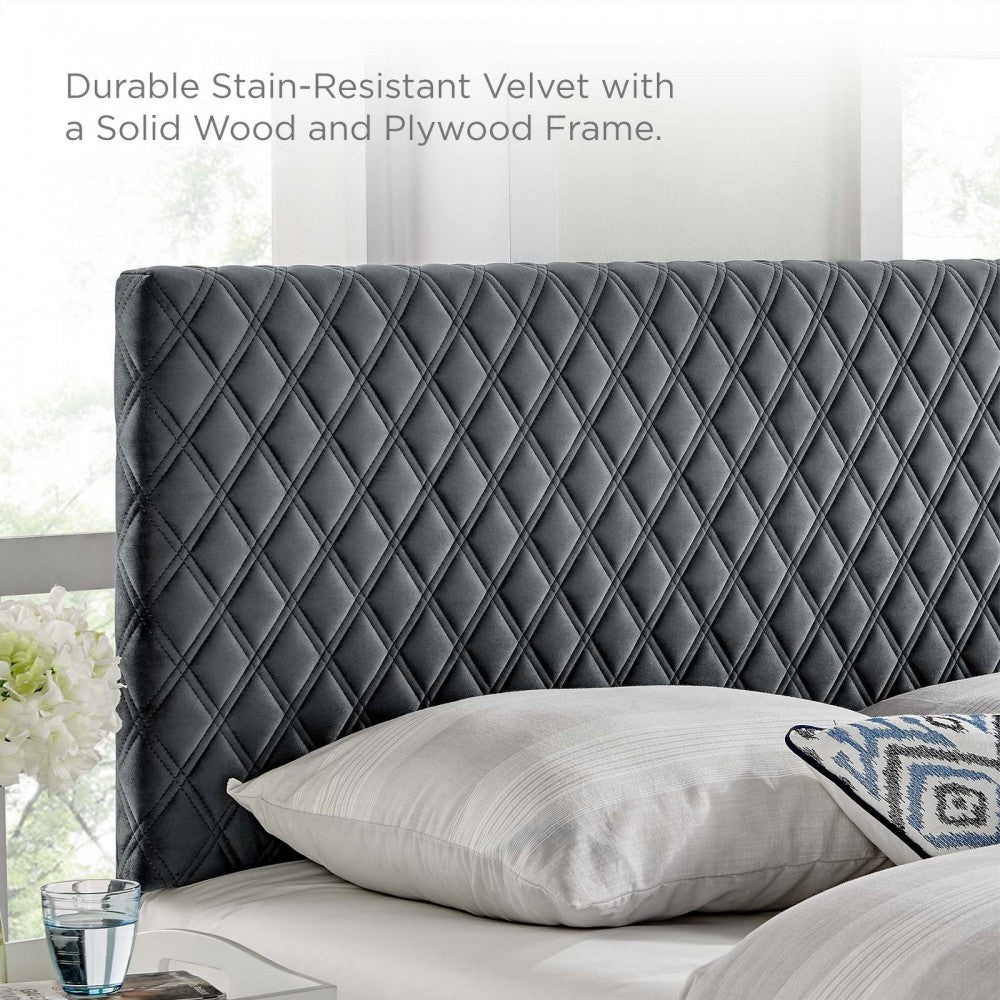 Angela Full/Queen Performance Velvet Headboard, Charcoal