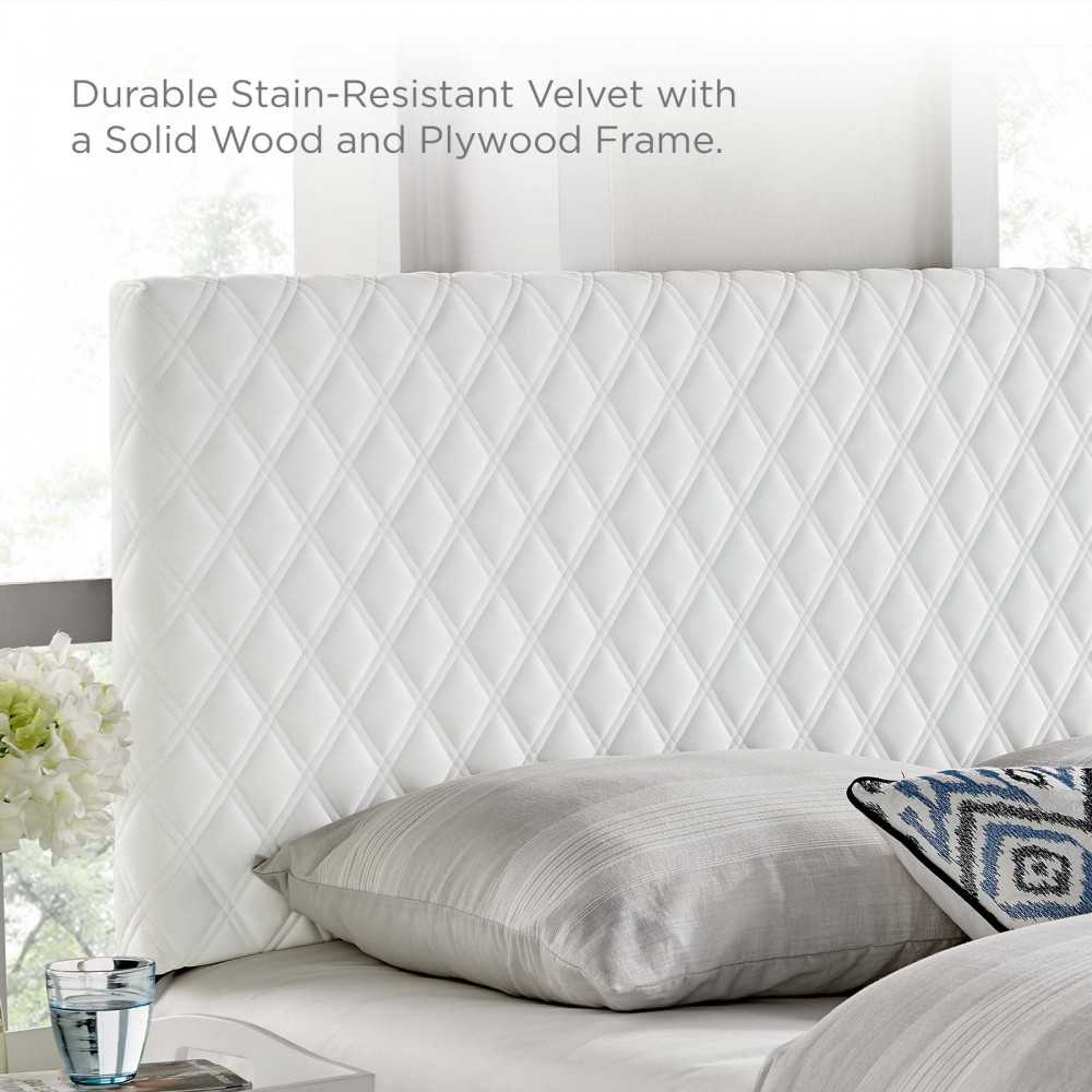 Angela King Performance Velvet Headboard, White