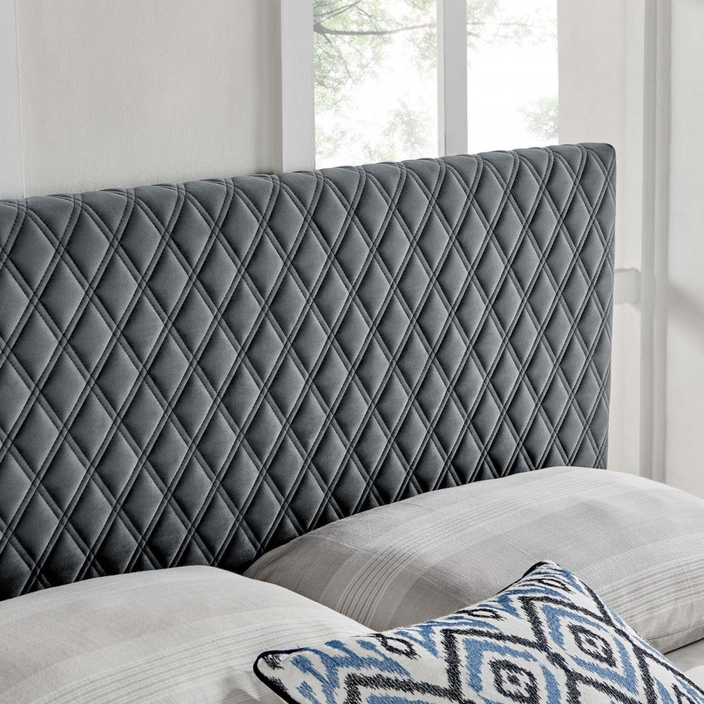 Angela King Performance Velvet Headboard, Charcoal