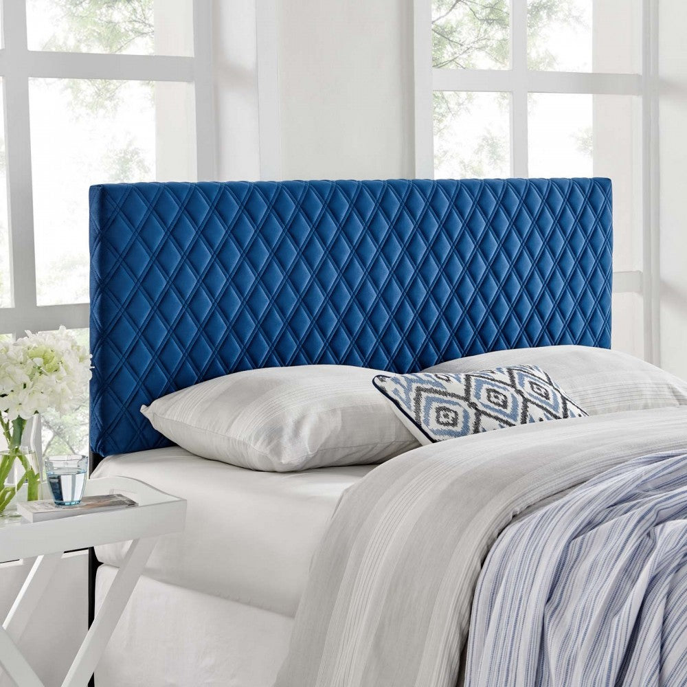 Angela Twin Performance Velvet Headboard, Navy