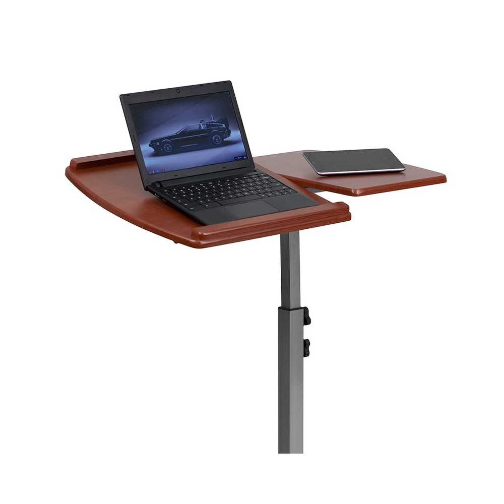 Angle and Height Adjustable Mobile Laptop Computer Table with Cherry Top