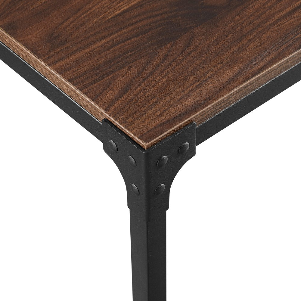 Angle Iron 48" Industrial Wood Dining Table - Dark Walnut