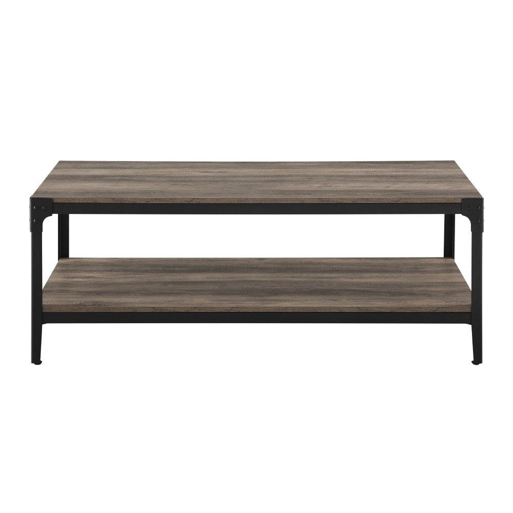 Angle Iron Rustic Wood Coffee Table - Gray Wash