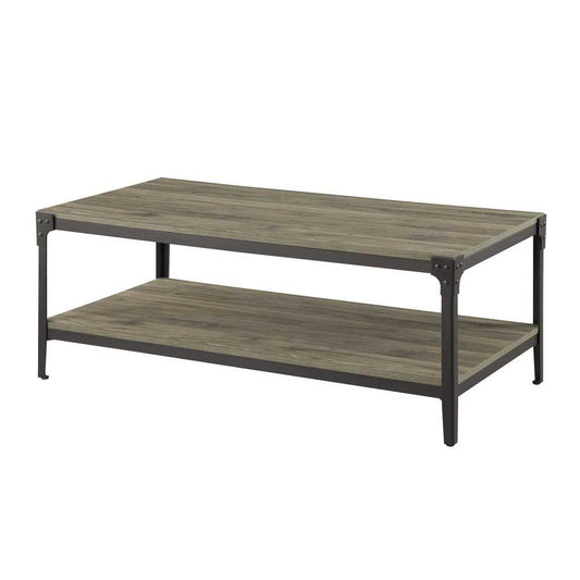 Angle Iron Rustic Wood Coffee Table - Slate Gray