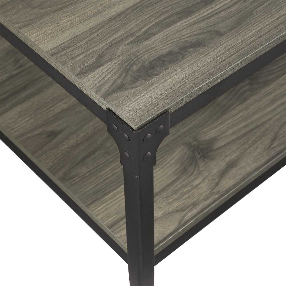 Angle Iron Rustic Wood Coffee Table - Slate Gray