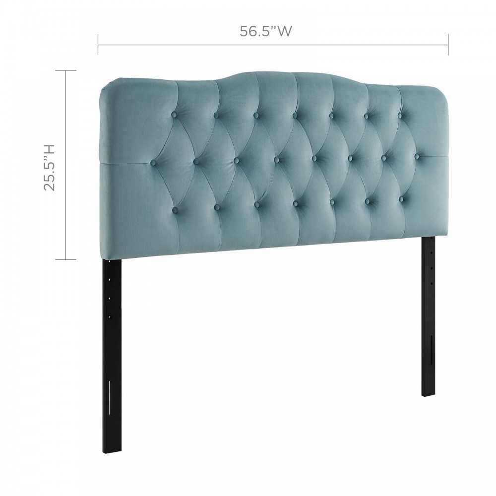 Annabel Full Diamond Tufted Performance Velvet Headboard, Light Blue