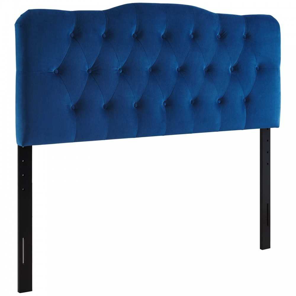 Annabel Full Diamond Tufted Performance Velvet Headboard, Navy