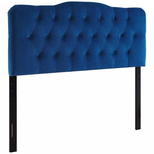 Annabel Full Diamond Tufted Performance Velvet Headboard, Navy