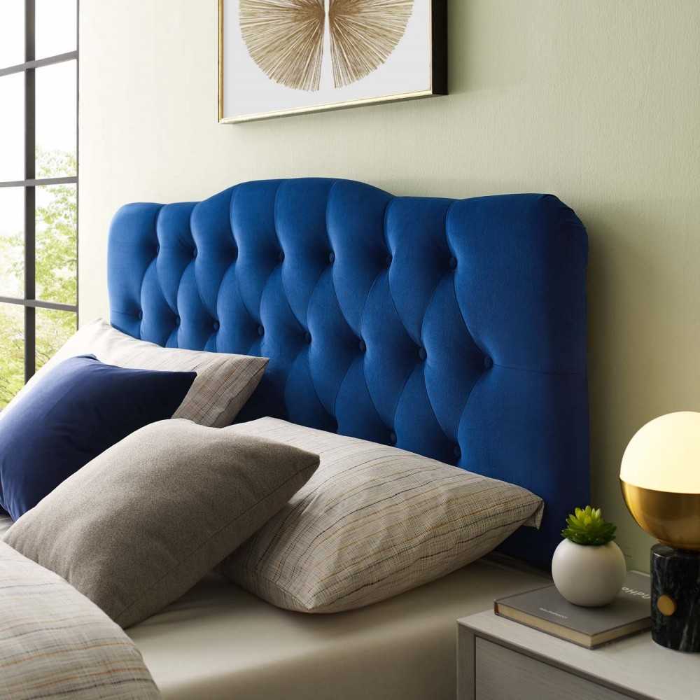 Annabel Full Diamond Tufted Performance Velvet Headboard, Navy