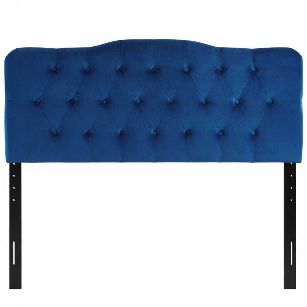 Annabel Full Diamond Tufted Performance Velvet Headboard, Navy