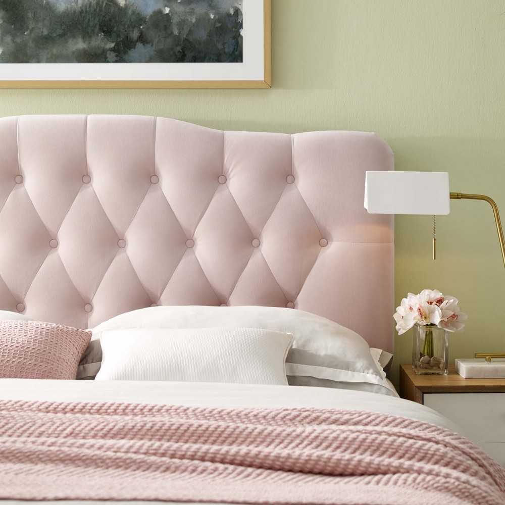 Annabel Full Diamond Tufted Performance Velvet Headboard, Pink