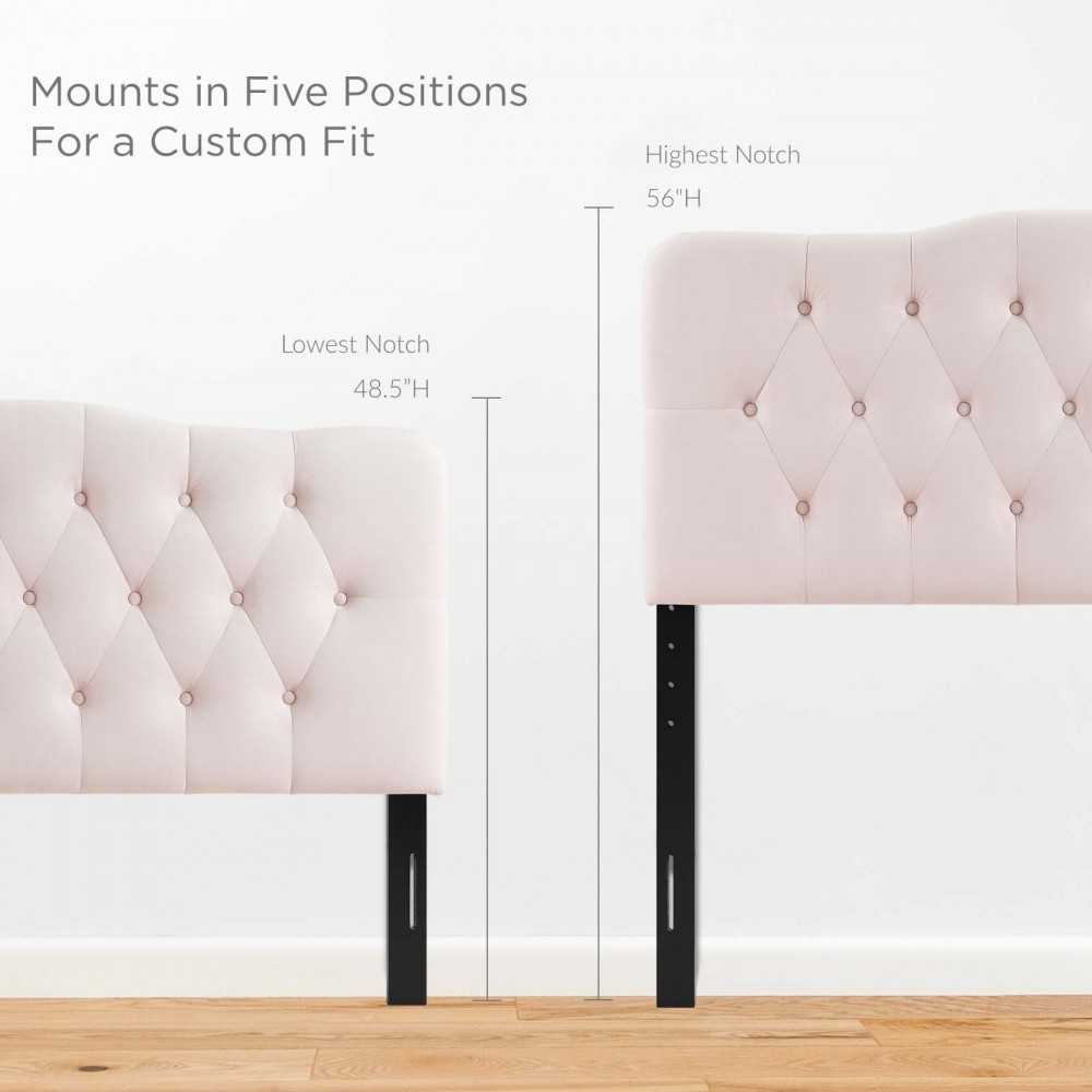 Annabel Full Diamond Tufted Performance Velvet Headboard, Pink