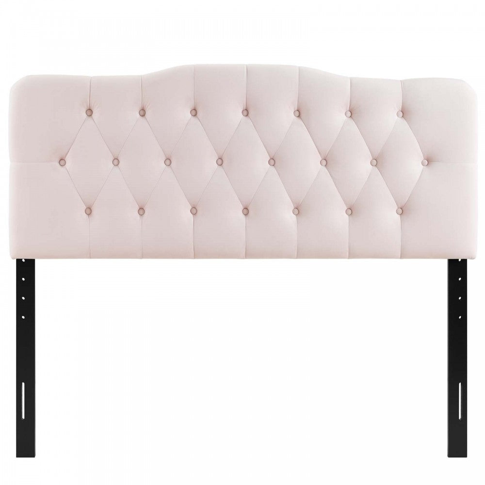 Annabel Full Diamond Tufted Performance Velvet Headboard, Pink