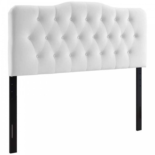 Annabel Full Diamond Tufted Performance Velvet Headboard, White