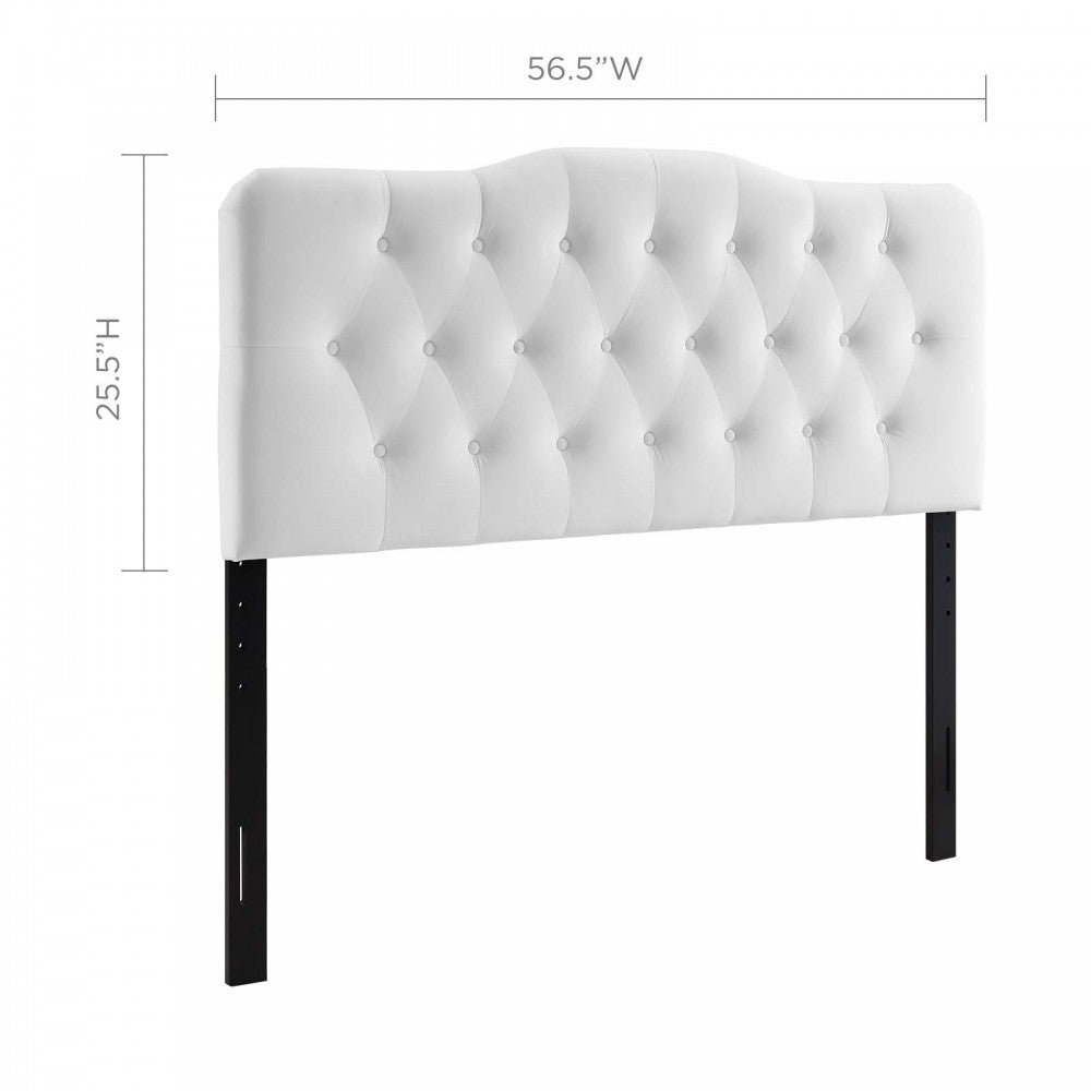 Annabel Full Diamond Tufted Performance Velvet Headboard, White