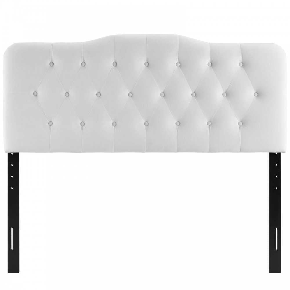 Annabel Full Diamond Tufted Performance Velvet Headboard, White