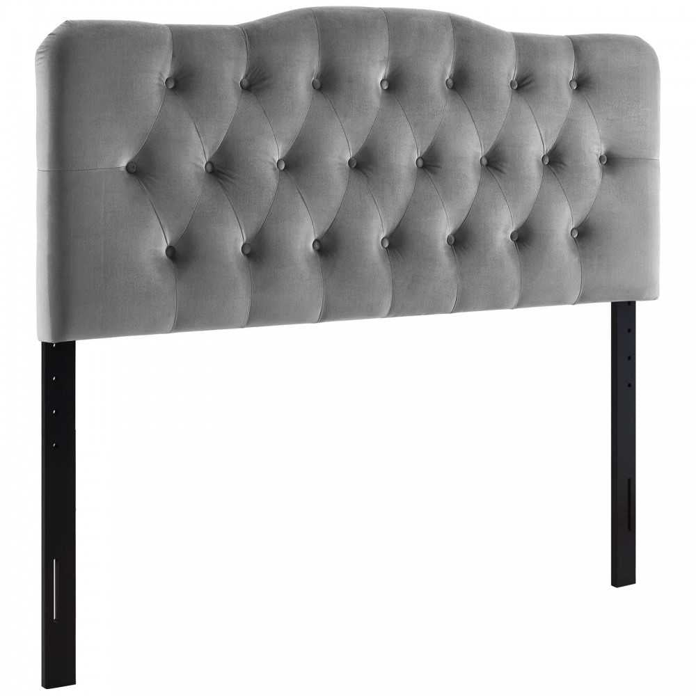 Annabel Full Diamond Tufted Performance Velvet Headboard, Gray