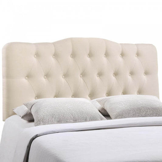 Annabel Full Upholstered Fabric Headboard, Ivory