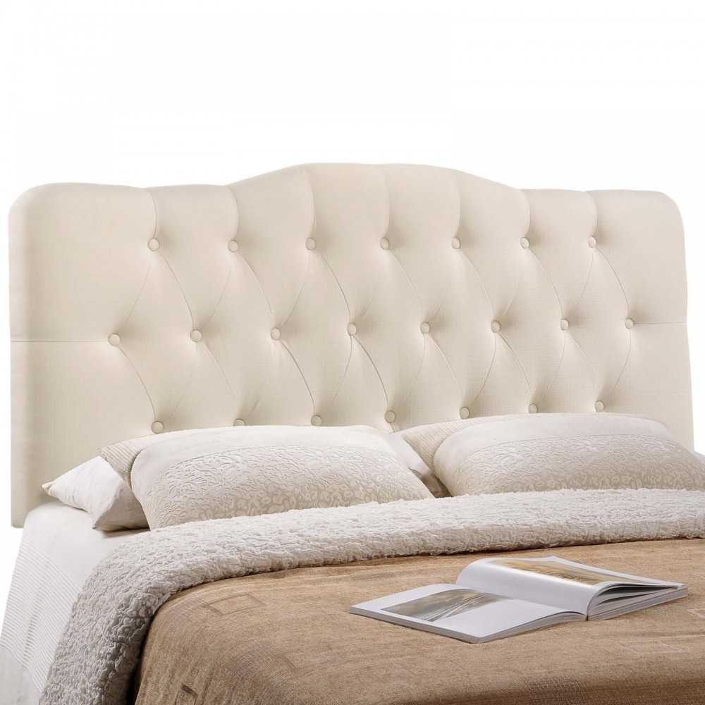 Annabel Full Upholstered Fabric Headboard, Ivory