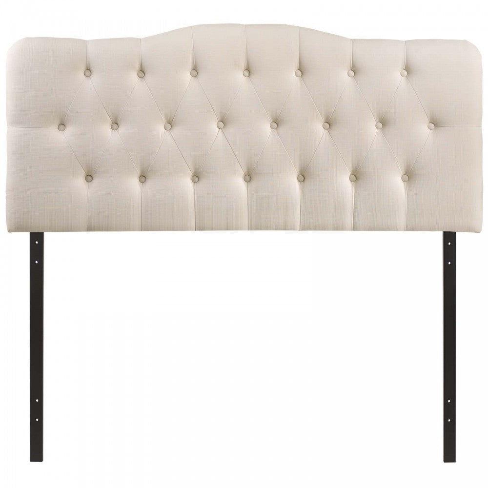 Annabel Full Upholstered Fabric Headboard, Ivory