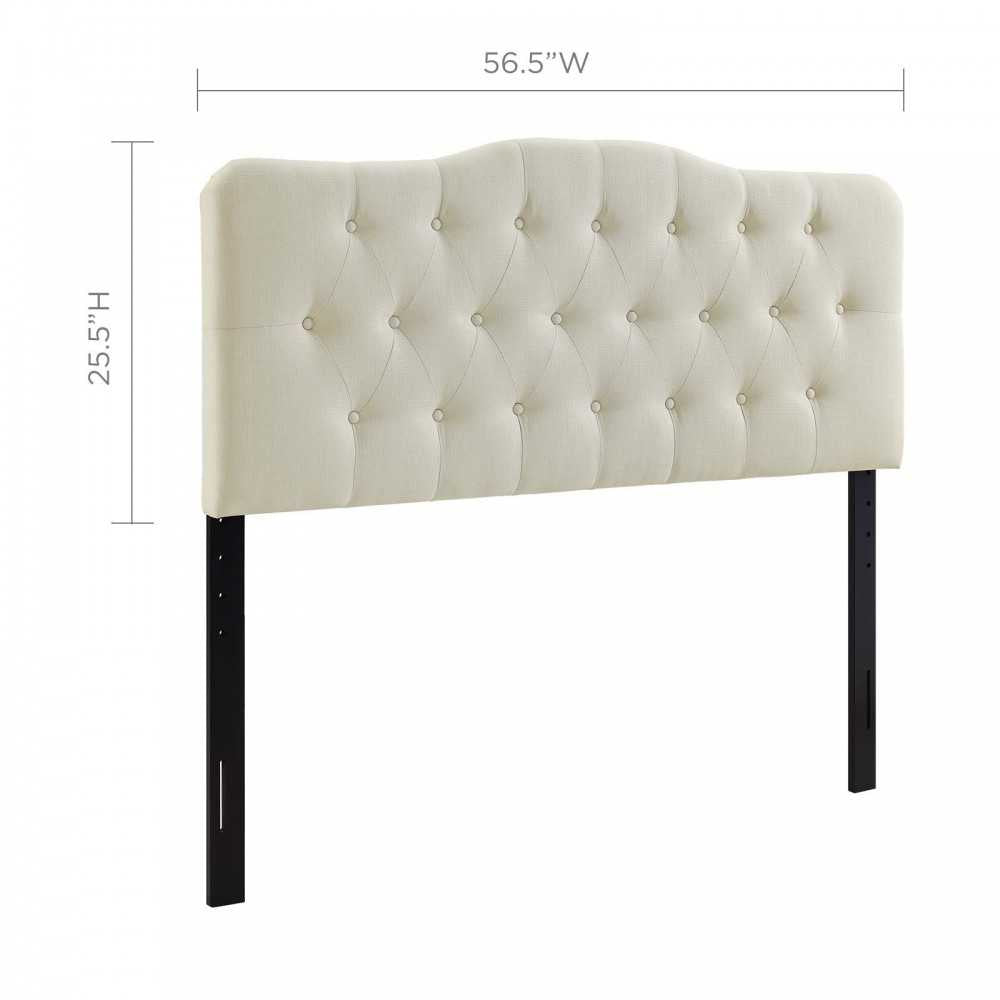 Annabel Full Upholstered Fabric Headboard, Ivory