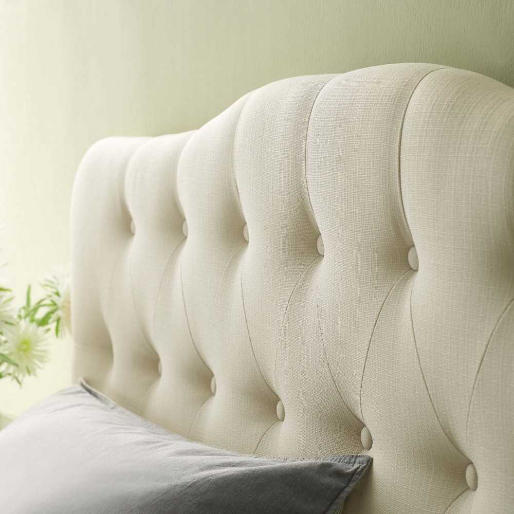 Annabel Full Upholstered Fabric Headboard, Ivory