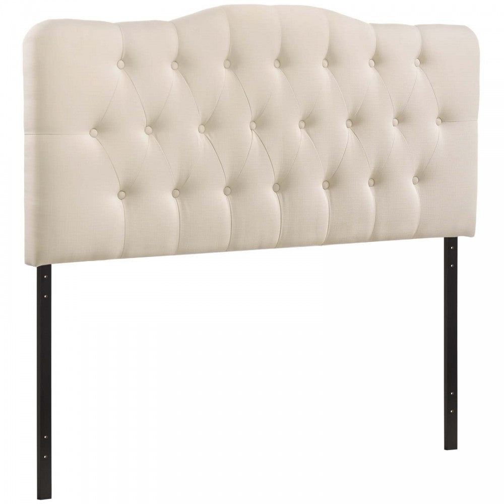 Annabel Full Upholstered Fabric Headboard, Ivory