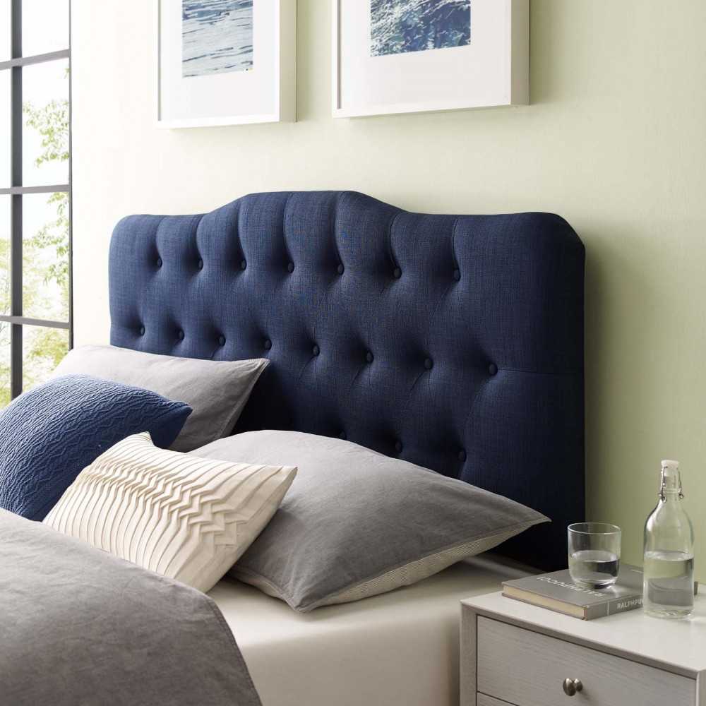 Annabel Full Upholstered Fabric Headboard, Navy