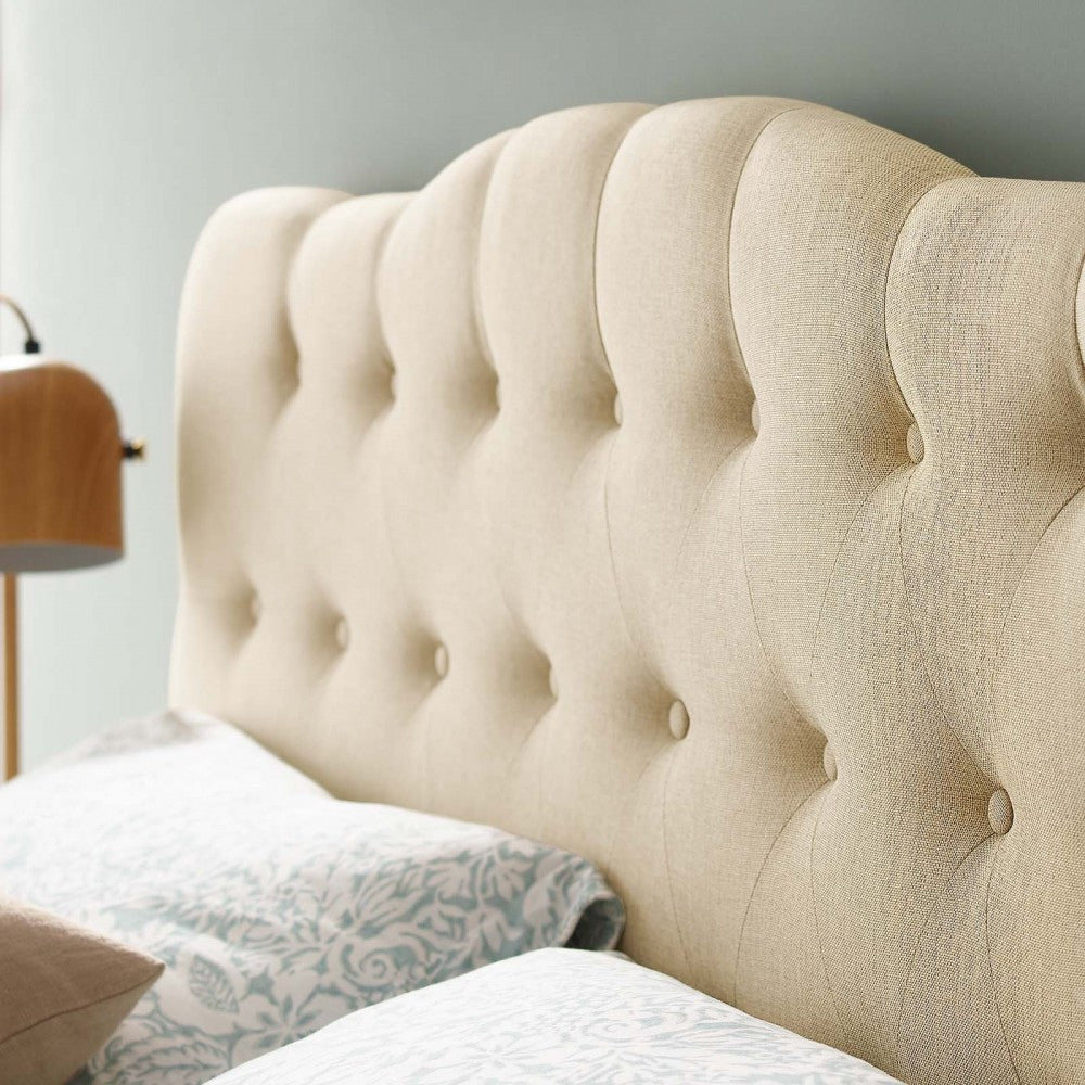 Annabel Full Upholstered Fabric Headboard, Beige