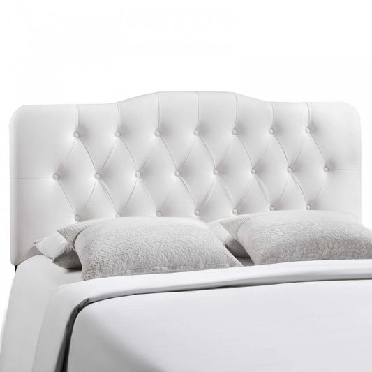 Annabel Full Upholstered Vinyl Headboard, White