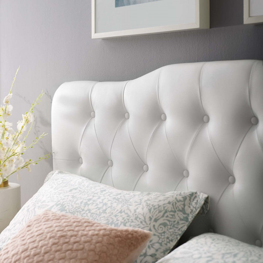 Annabel Full Upholstered Vinyl Headboard, White