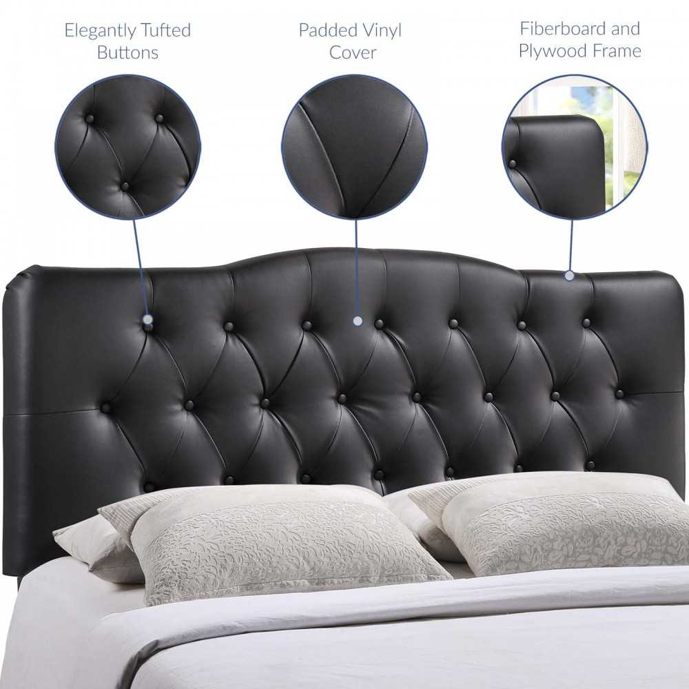 Annabel Full Upholstered Vinyl Headboard, Black